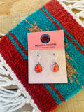 Navajo Sterling Silver Apple Coral Teardrop Earrings