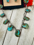 Navajo Sterling Silver & Royston Turquoise Necklace Set by Jacqueline Silver