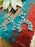 Handmade Turquoise & Sterling Silver Naja Style Dangle Earrings Signed Nizhoni