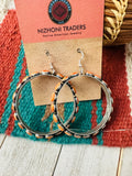 Navajo Orange Spiny & Sterling Silver Dangle Hoop Earrings by Lerry James