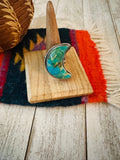 Navajo Turquoise & Sterling Silver Adjustable Moon Ring by Russell Sam