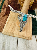 Navajo Turquoise & Sterling Silver Bullhead Adjustable Ring