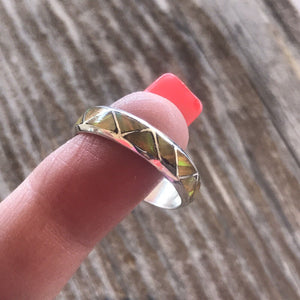 Zuni Sterling Silver Yellow Opal Band Ring