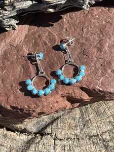 Zuni Sterling Silver & Turquoise Dangle Earrings