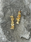 Navajo Sterling Silver Golden Quartz Chip Dangle Earrings