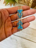 Navajo Turquoise & Sterling Liquid Silver Beaded Bracelet