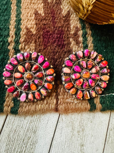 Navajo Pink Dream Mojave & Sterling Silver Cluster Post Earrings