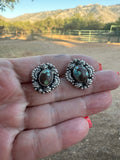 Handmade Number 8 Turquoise & Sterling Silver Post Earrings