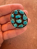 Beautiful Handmade Turquoise And Sterling Silver Adjustable Ring