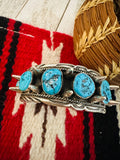 Navajo Kingman Turquoise & Sterling Silver Spiked Cuff Bracelet