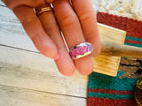 Navajo Sterling Silver & Pink Opal Inlay Band Ring