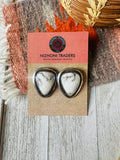 Navajo White Buffalo & Sterling Silver Post Earrings