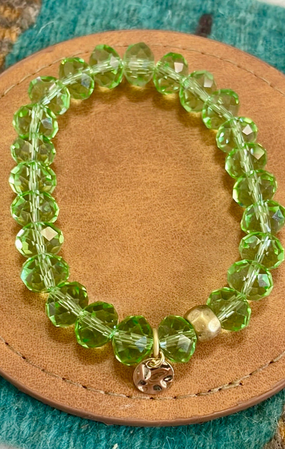 Handmade Beaded Stretch Bracelet Green