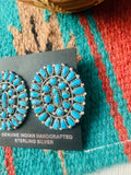 Navajo Sterling Silver & Kingman Turquoise Cluster Post Earrings