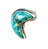 Navajo Turquoise & Sterling Silver Adjustable Moon Ring by Russell Sam