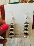 Navajo Sterling Silver Pearl Beaded Dangle Earrings