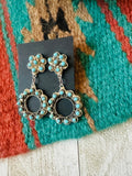 Zuni Sterling Silver & Turquoise Petit Point Dangle Earrings