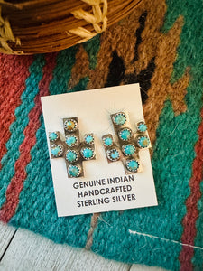 Navajo Sterling Silver & Turquoise Cactus Post Earrings