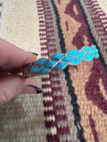 Beautiful Navajo Sterling Silver & Turquoise Bracelet Cuff Signed