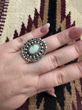 Beautiful Handmade Palomino Turquoise And Sterling Silver Adjustable Oval Ring