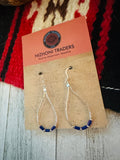 Navajo Sterling Liquid Silver & Lapis Beaded Dangle Earrings