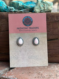 Navajo Sterling Silver and Pink Conch Tear Drop Post Earrings