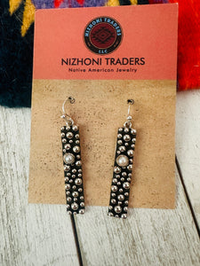 Navajo Natural Pearl & Sterling Silver Dangle Earrings