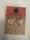 Navajo Sterling Silver Pink Conch Heart Stud Earrings