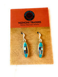 Navajo Sterling Silver & Multi Stone Inlay Dangle Earrings