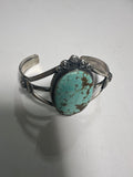 Beautiful Navajo Sterling Number 8 Turquoise Bracelet Cuff Signed Robert Shakey