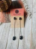 Navajo Sterling Silver & Black Onyx Dangle Earrings