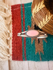 Navajo Queen Pink Conch Shell & Sterling Silver Cuff Bracelet