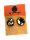 Navajo White Buffalo & Sterling Silver Post Earrings