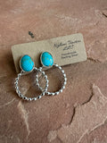 Handmade Turquoise & Sterling Silver Hoop Earrings LESS MATRIX