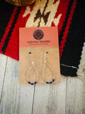 Navajo Sterling Liquid Silver & Lapis Beaded Dangle Earrings