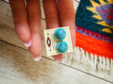 Zuni Sterling Silver & Turquoise Inlay Stud Earrings