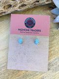 Zuni Sterling Silver & Turquoise Inlay Tear Drop Stud Earrings