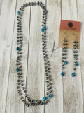 Navajo Kingman Turquoise & Sterling Silver Pearl Beaded Necklace Set