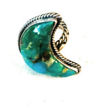 Navajo Turquoise & Sterling Silver Adjustable Moon Ring by Russell Sam