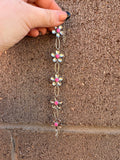 Nizhoni Handmade Sterling Silver & Pink Onyx Daisy Link Bracelet