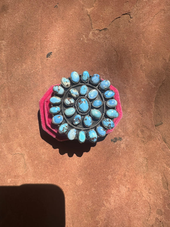 Handmade Golden Hills Turquoise And Sterling Silver Adjustable Ring