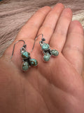 Handmade Number 8 Turquoise and Sterling Silver 3 Stone Dangle Earrings