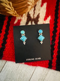 Navajo Sterling Silver & Turquoise Diamond Dangle Earrings