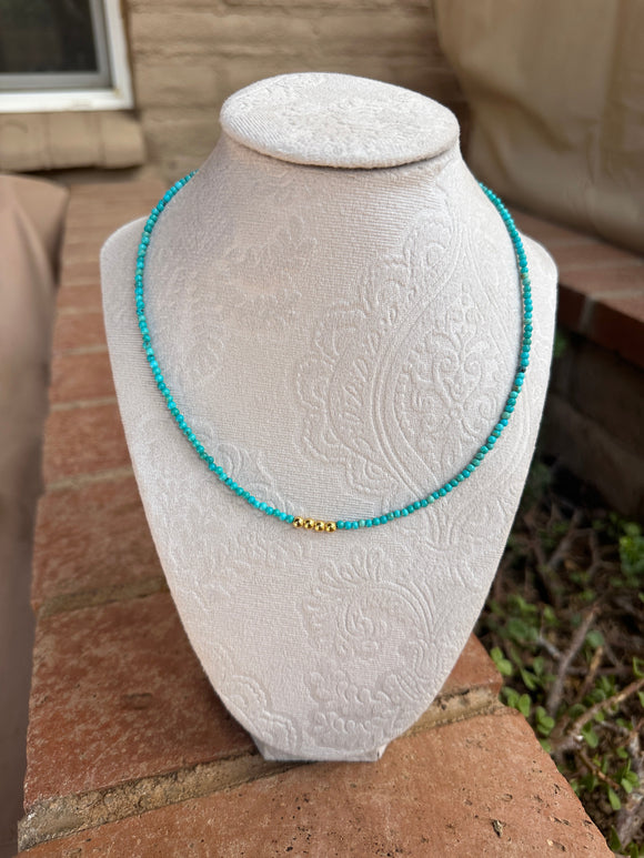 “The Golden Collection” VENICE NECKLACE Handmade Turquoise Beaded 14k Gold Plated Beaded Necklace