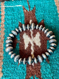 Vinita Cowboy Navajo Handmade 5mm-8mm Sterling Silver Beaded Stretch Bracelet