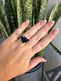 Beautiful Handmade Onyx And Sterling Silver Adjustable BAT Ring