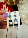 Zuni Turquoise & Sterling Silver Needlepoint Dangle Earrings