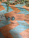 Handmade Number 8 Turquoise & Sterling Silver Ball Stud Border Earrings