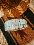 Navajo Sterling Silver & Golden Hills Turquoise Inlay Cuff Bracelet