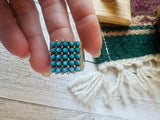 Zuni Sterling Silver & Turquoise Petit Point Ring Size 8.5